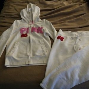 Victoria's secret white sweat suit by pink